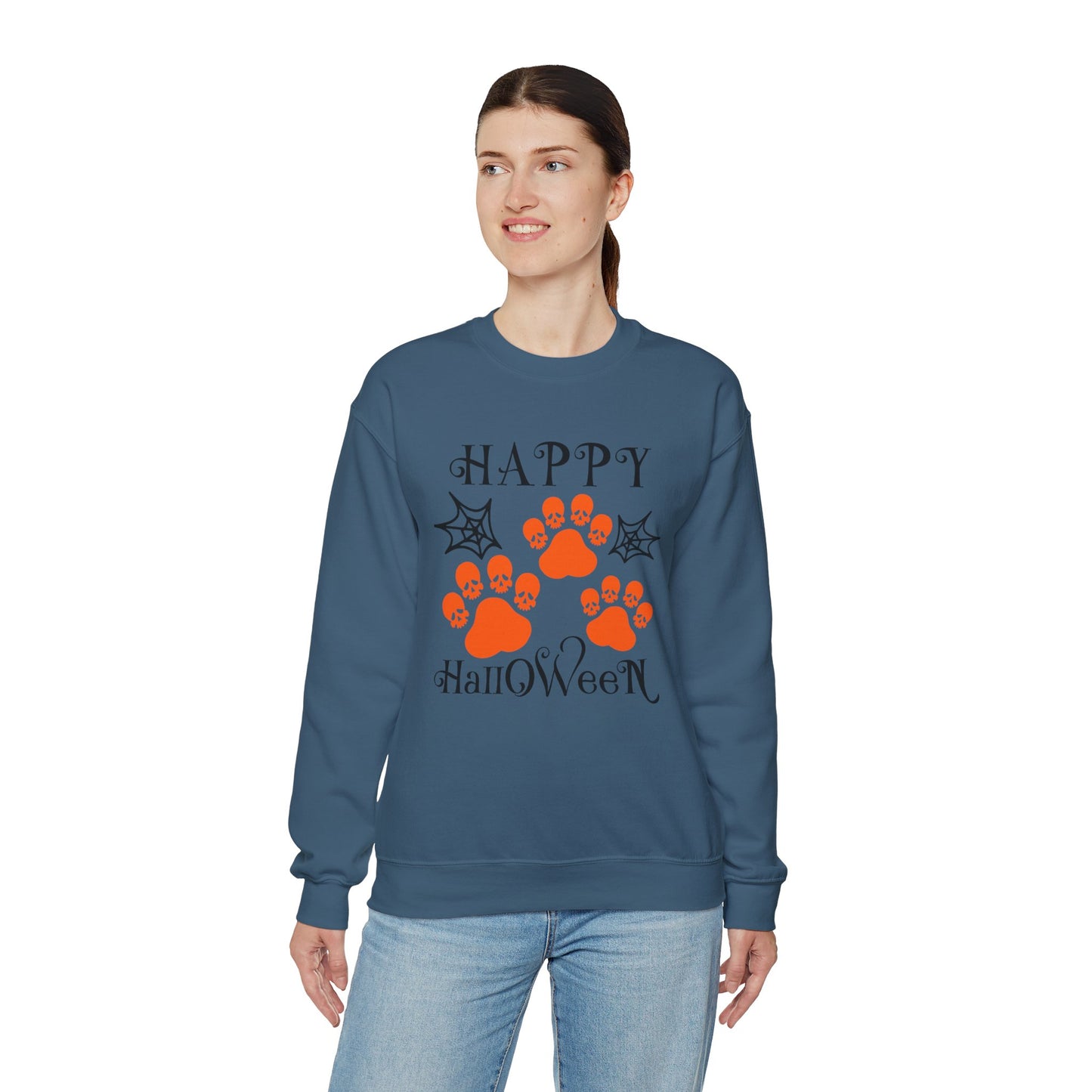 Happy Halloween Paw Print Crewneck